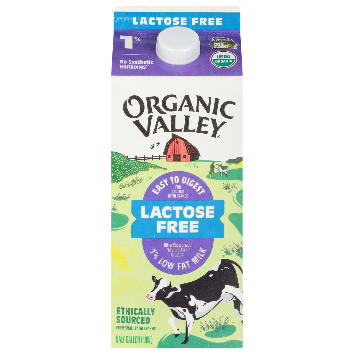 slide 1 of 3, Organic Valley Lactose Free Low Fat Milk - 1/2 gal, 1/2 gal