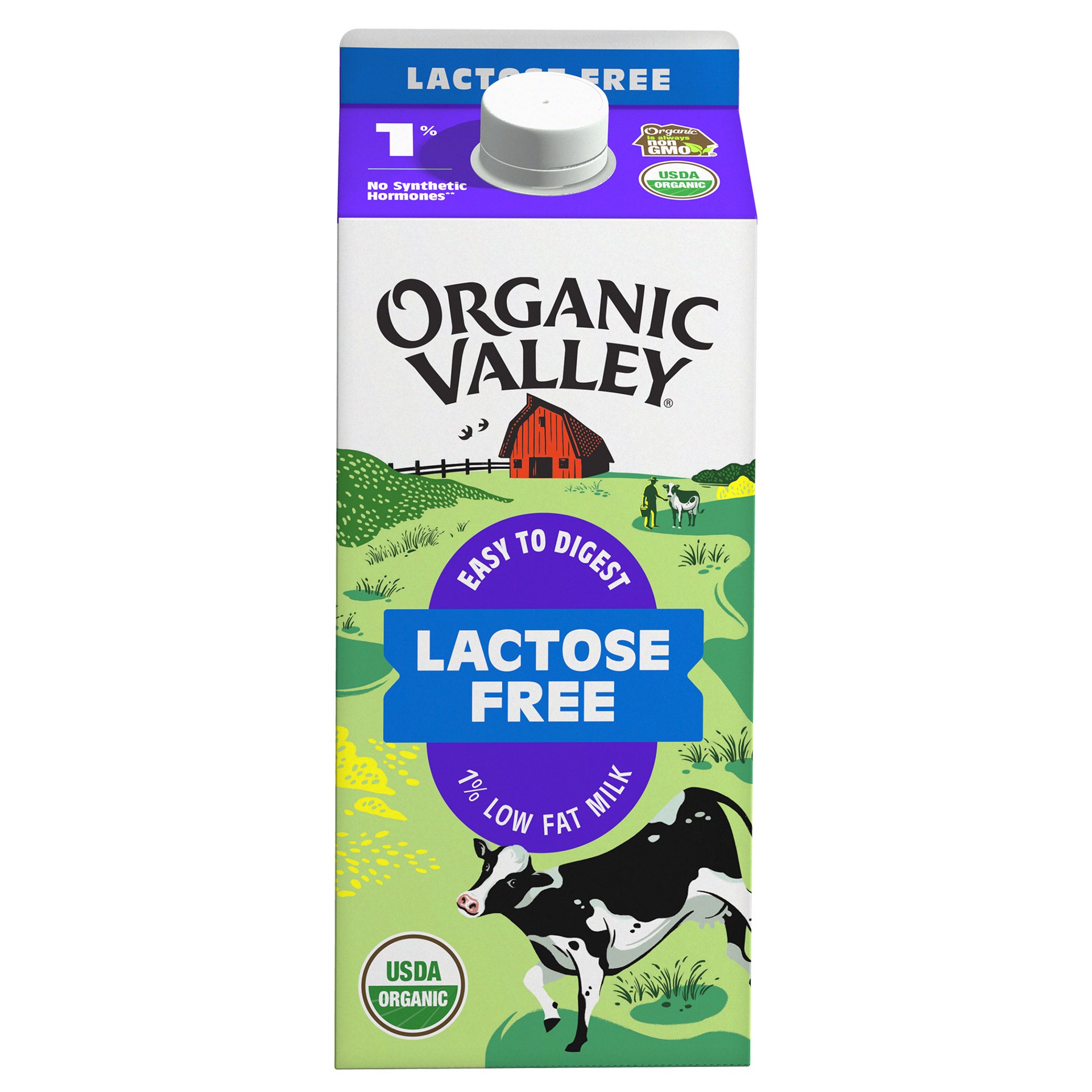 slide 1 of 3, Organic Valley Lactose Free Low Fat Milk 0.5 gal, 1/2 gal