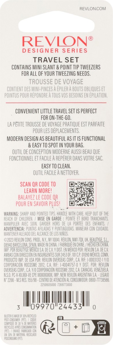 slide 9 of 11, Revlon Designer Series Travel Set Stainless Steel Slant & Point Tweezers 1 ea, 1 ct