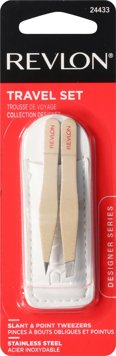 slide 11 of 11, Revlon Designer Series Travel Set Stainless Steel Slant & Point Tweezers 1 ea, 1 ct
