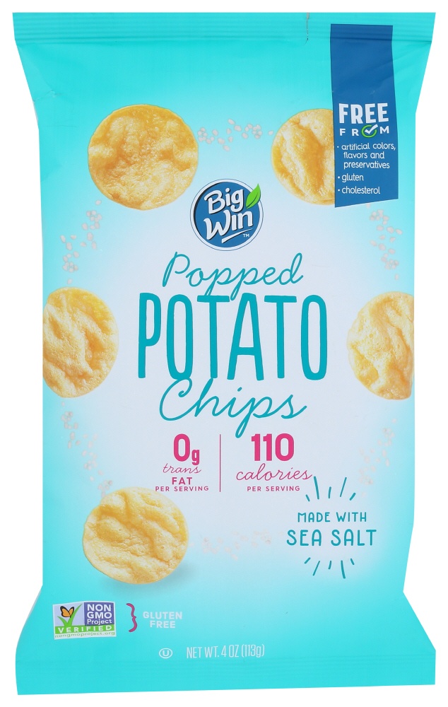 slide 1 of 4, Big Win Popped Potato Chips, Sea Salt, 4 oz