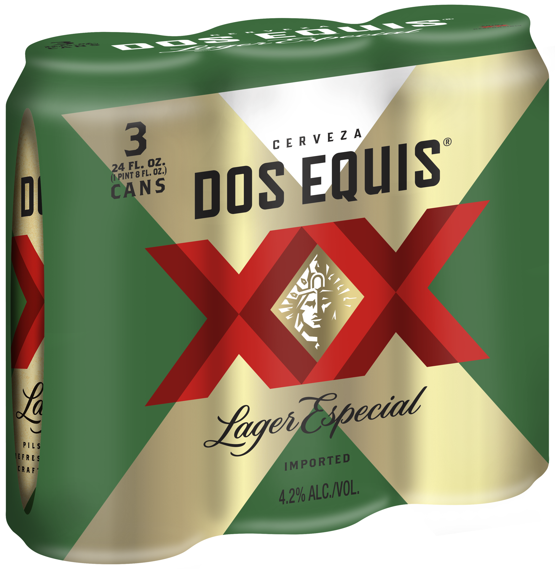 slide 1 of 1, Dos Equis Mexican Lager Beer, 3 Pack, 24 fl oz Cans, 24 oz