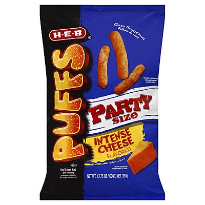 slide 1 of 1, H-E-B Intense Cheese Puffs Party Size, 13.75 oz