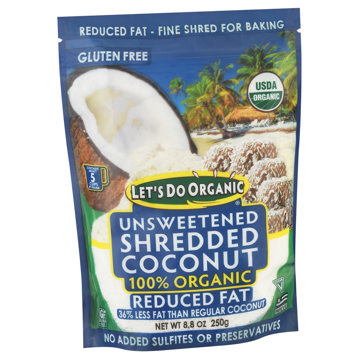 slide 5 of 9, Let's Do Organic Reduced Fat Unsweetened Shredded Coconut 8.8 oz Stand Pack, 8.8 oz