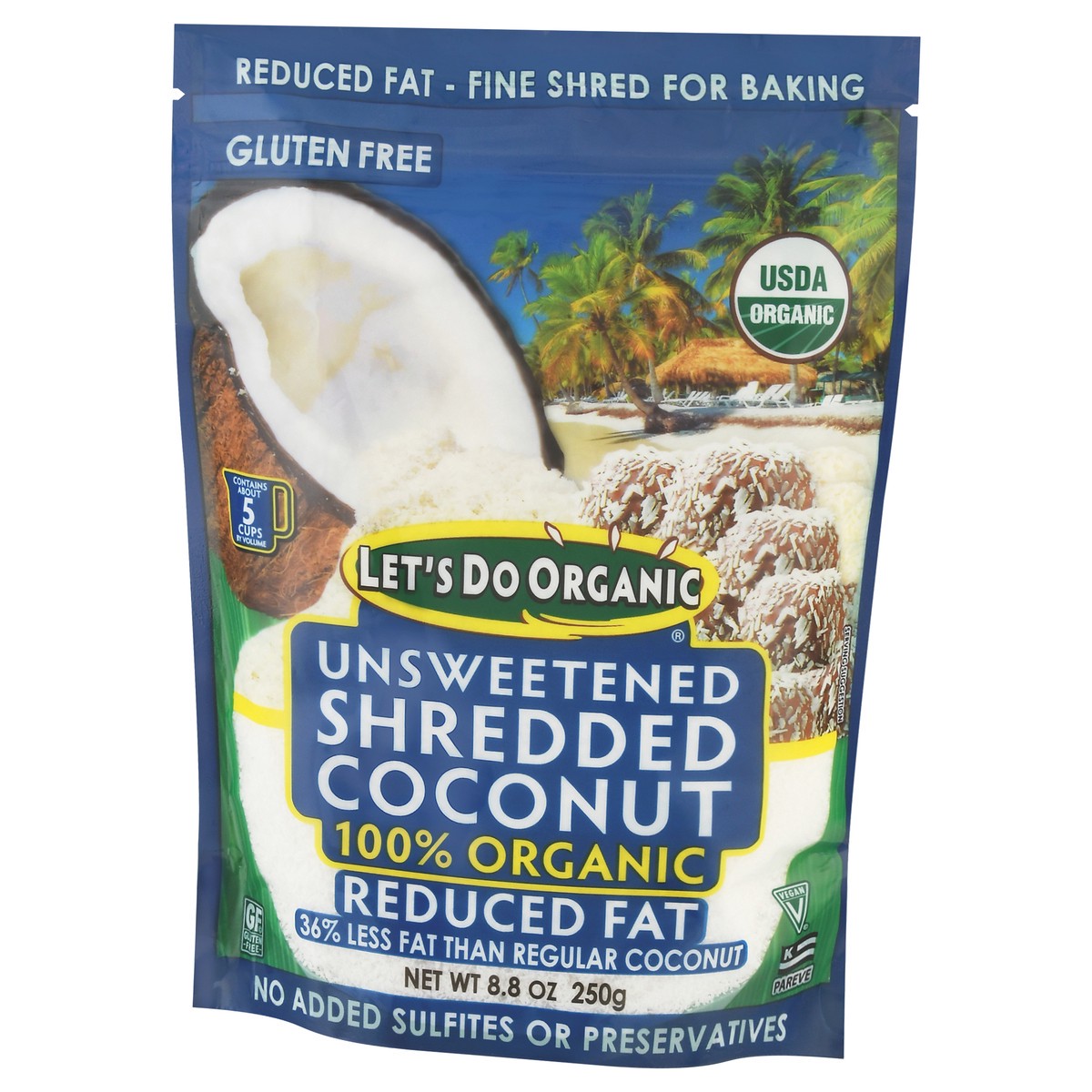 slide 8 of 9, Let's Do Organic Reduced Fat Unsweetened Shredded Coconut 8.8 oz Stand Pack, 8.8 oz