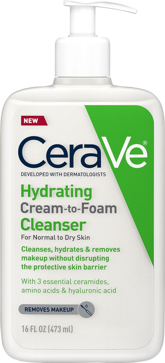 slide 5 of 7, CeraVe Hydrating Cream-to-Foam Cleanser, 16 fl oz