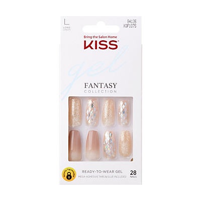 slide 1 of 1, Kiss Gel Fantasy Press-On Nails Hard To Forget, 1 ct