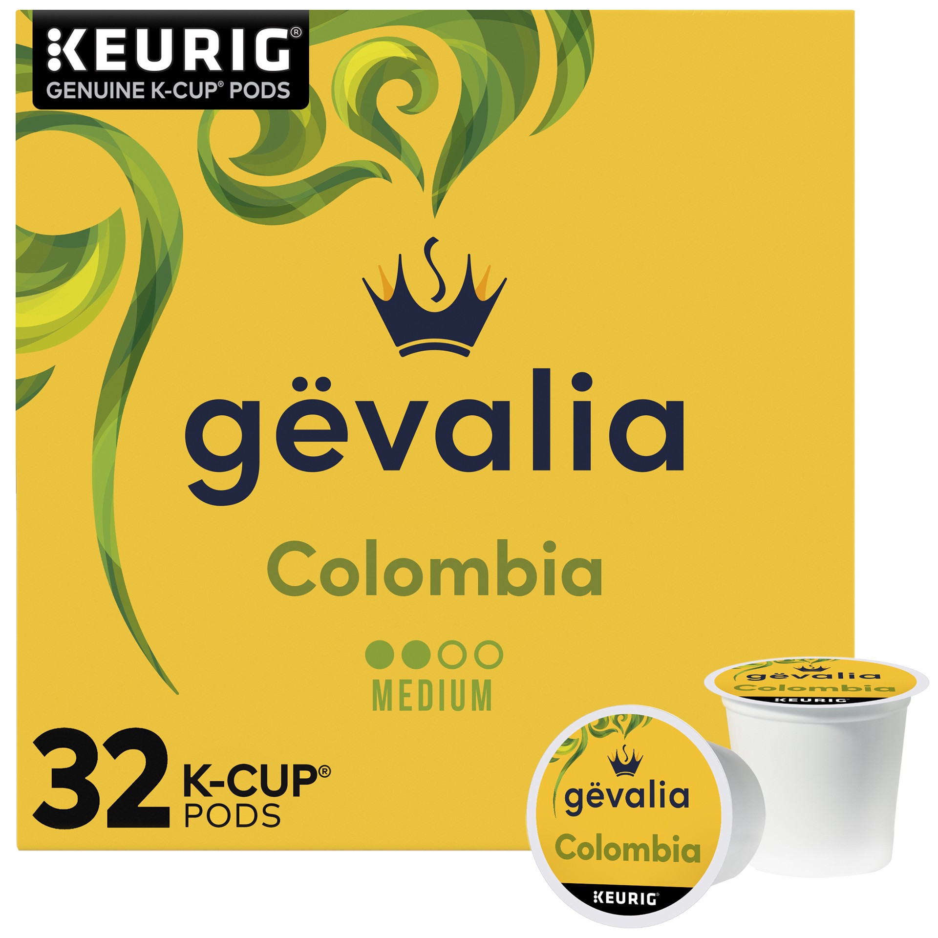 slide 1 of 4, Gevalia Colombia Medium Roast K-Cup Coffee Pods, 32 ct Box, 32 ct