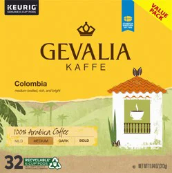 Gevalia Kaffe 32 Pack Value Pack K-Cup Pods Medium 100% Arabica Colombia Coffee 32 ea