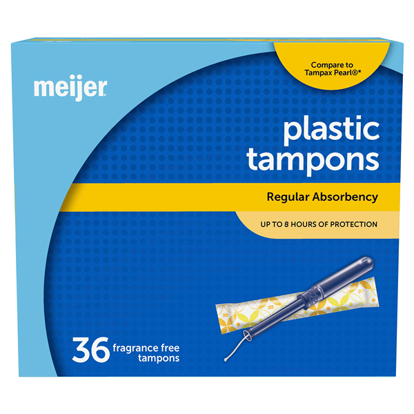 slide 1 of 1, Meijer Plastic Tampons, Regular Absorbency, 36 ct