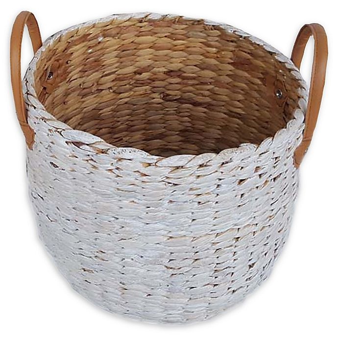 slide 1 of 1, One Kings Lane Open House Medium Water Hyacinth Basket - White, 1 ct