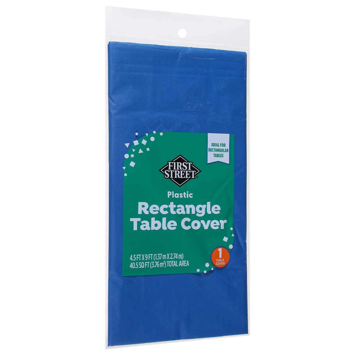 slide 3 of 4, First Street Cobal Blue Plastic Table Cover 54X108, 1 ct