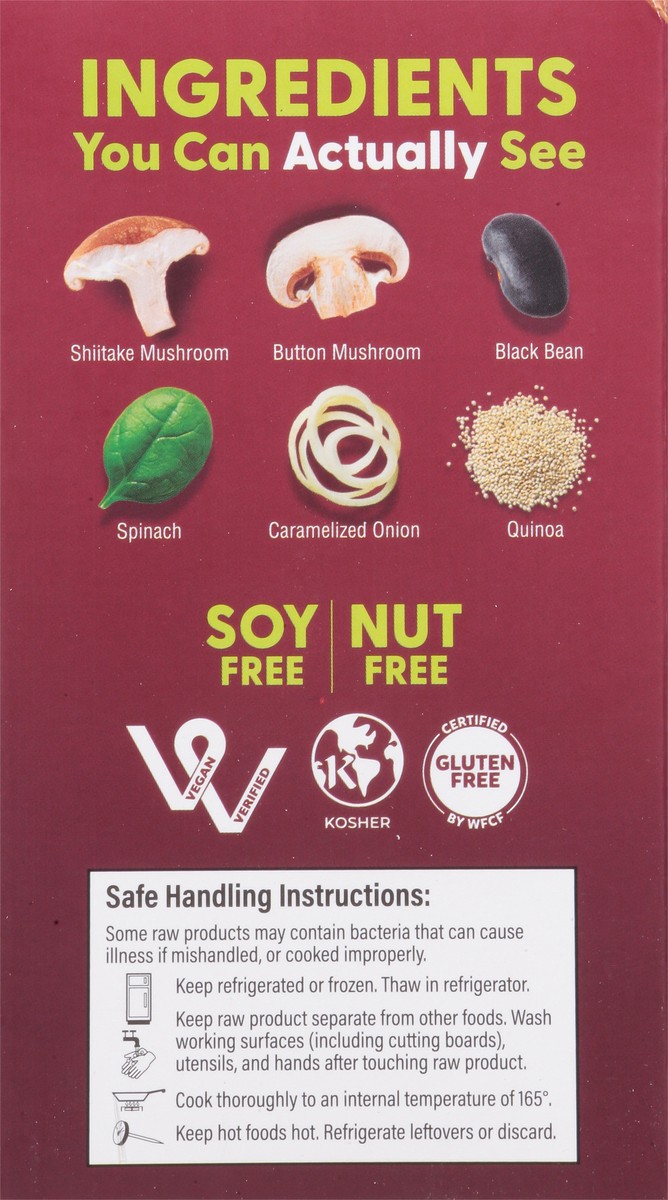 slide 3 of 12, Actual Veggies Mushroom Quinoa Veggie Burger with Shiitake Mushroom, Spinach & Black Bean 4 - 3 oz Each, 4 ct