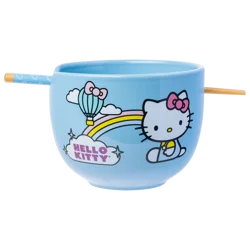 SILVER BUFFALO SB Hello Kitty Seize The Moment Rainbow 20oz Ceramic Ramen Bowl with Chopsticks