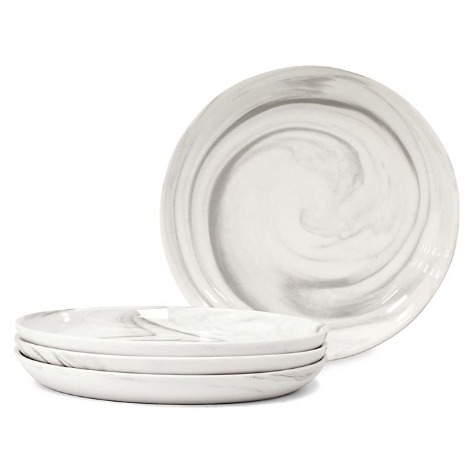 slide 1 of 3, Artisanal Kitchen Supply Coupe Marbleized Appetizer Plates - Grey, 4 ct