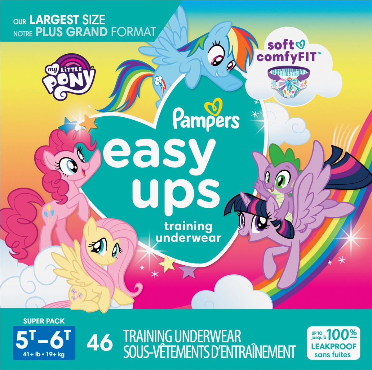 slide 3 of 6, Pampers Easy Ups Training Underwear Girls Size 7 5T6T 46 Count, 46 ct