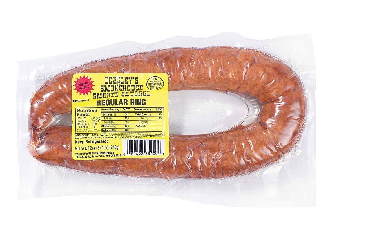 slide 1 of 1, Beasley's Smokehouse Regular Sausage Ring, 12 oz