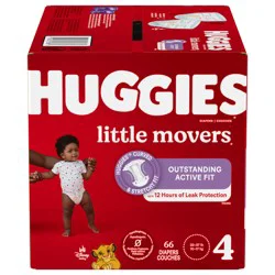 Huggies Little Movers Baby Diapers, Size 4, 66 Ct