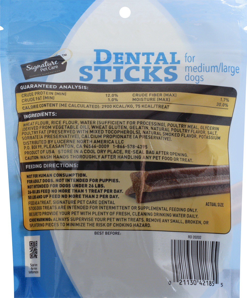 slide 2 of 9, Signature Pet Care Dental Sticks for Medium/Large Adult Dog Treats 7 ea, 7 ct