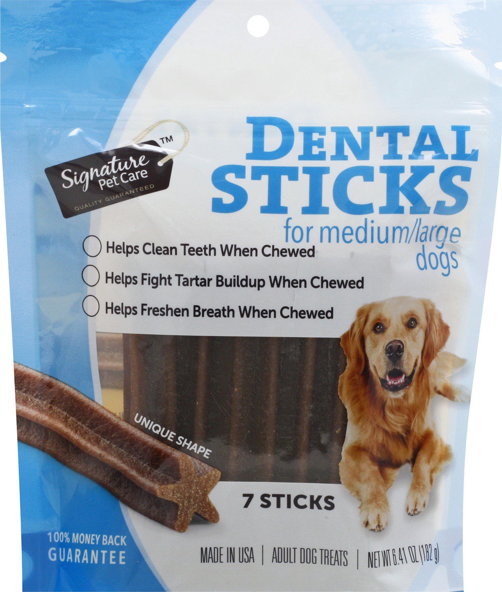 slide 3 of 9, Signature Pet Care Dental Sticks for Medium/Large Adult Dog Treats 7 ea, 7 ct