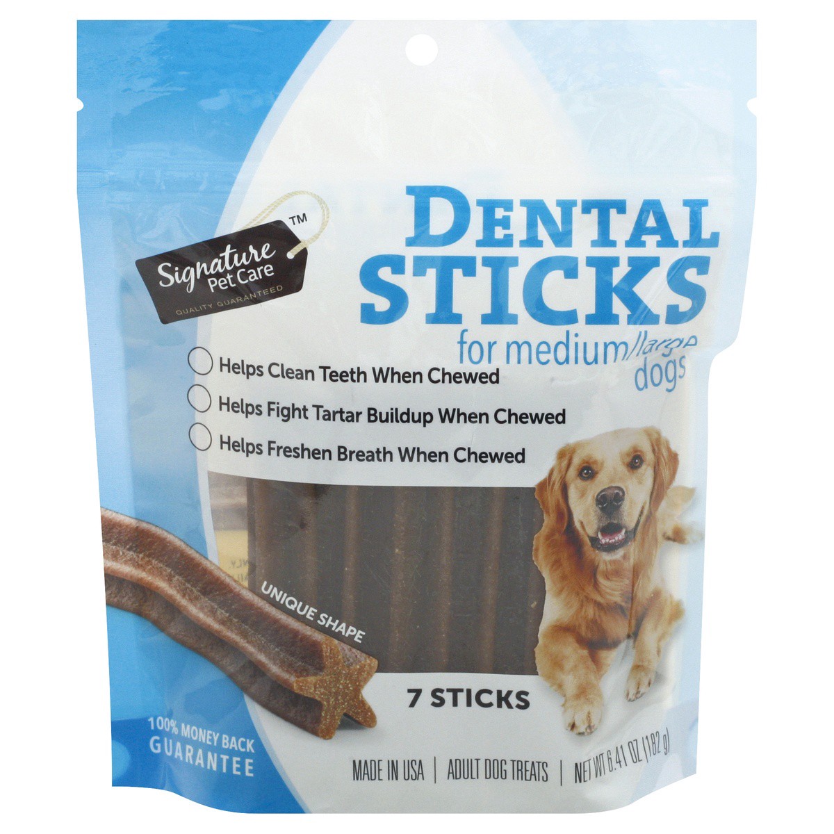 slide 1 of 9, Signature Pet Care Dental Sticks for Medium/Large Adult Dog Treats 7 ea, 7 ct