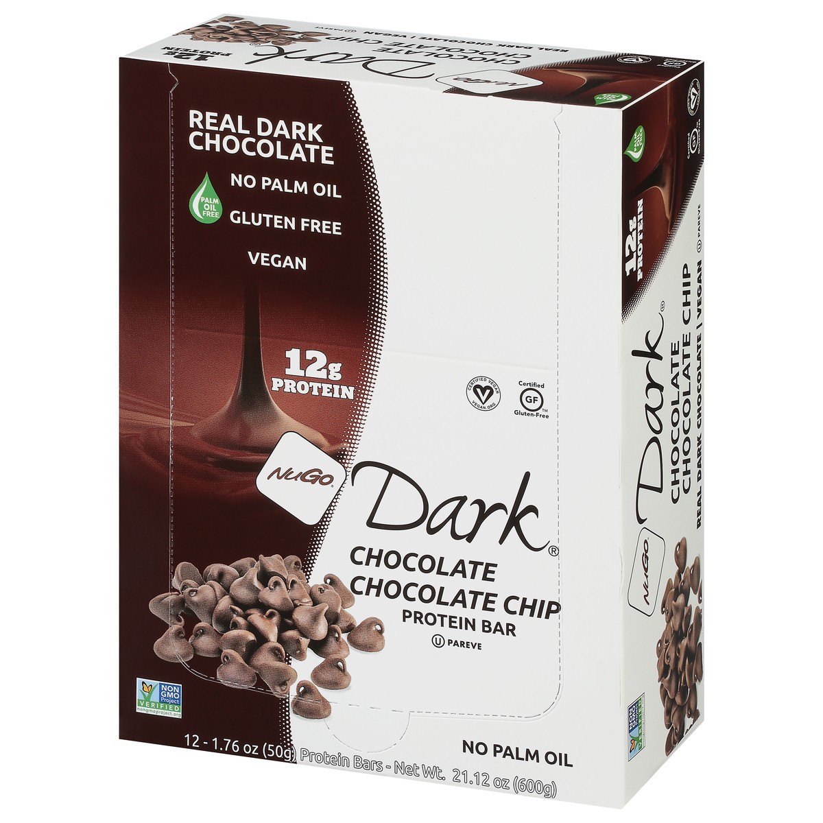 slide 3 of 9, NuGo Dark Chocolate Chocolate Chip Protein Bar 12 - 1.76 oz Bars, 12 ct