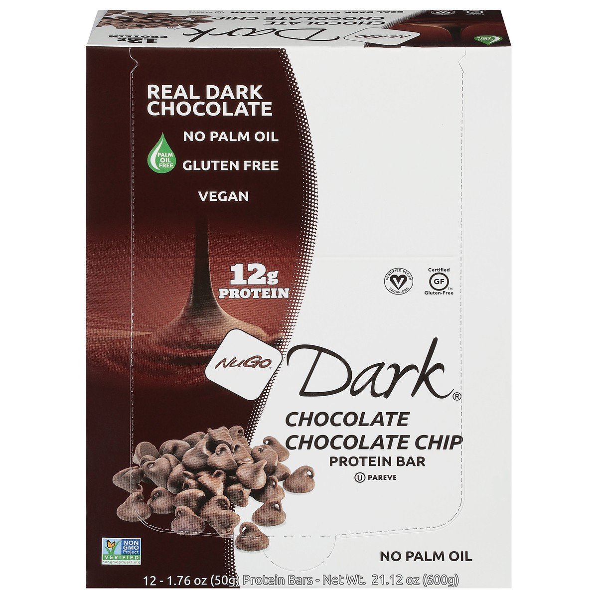 slide 1 of 9, NuGo Dark Chocolate Chocolate Chip Protein Bar 12 - 1.76 oz Bars, 12 ct