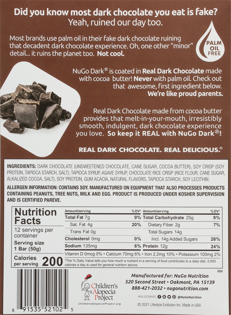slide 5 of 9, NuGo Dark Chocolate Chocolate Chip Protein Bar 12 - 1.76 oz Bars, 12 ct
