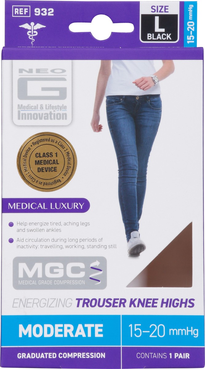 slide 7 of 13, Neo G Black Moderate Energizing Trouser Knee Highs Large 1 ea, 1 ct