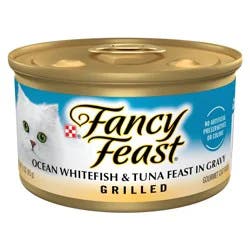 Purina Fancy Feast Grilled Wet Cat Food Ocean Whitefish and Tuna Feast in Wet Cat Food Gravy