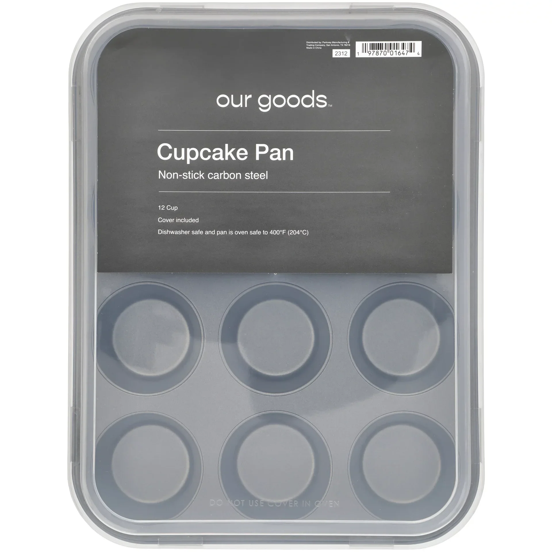 slide 1 of 1, our goods 12 Cup Covered Cupcake Pan, 12 cups
