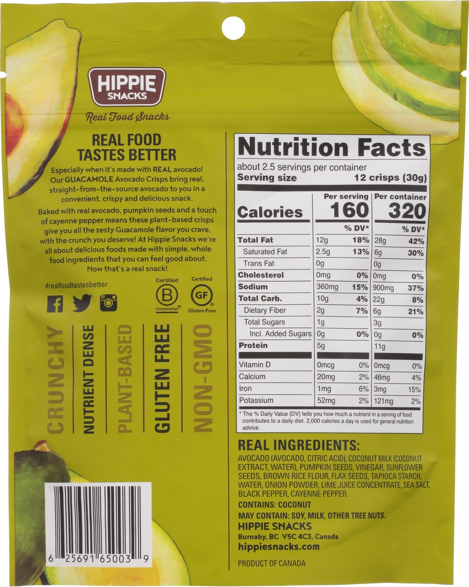 slide 5 of 14, Hippie Snacks Guacamole Avocado Crisps 2.5 oz, 2.5 oz