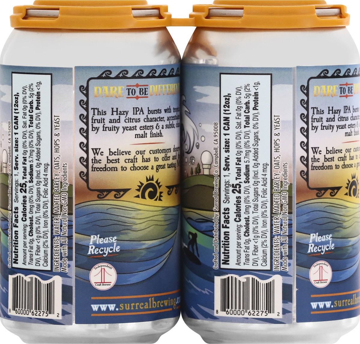 slide 13 of 13, Surreal Brewing Surreal Non Alcoholic Juicy Mavs Hazy Ipa, 48 fl oz
