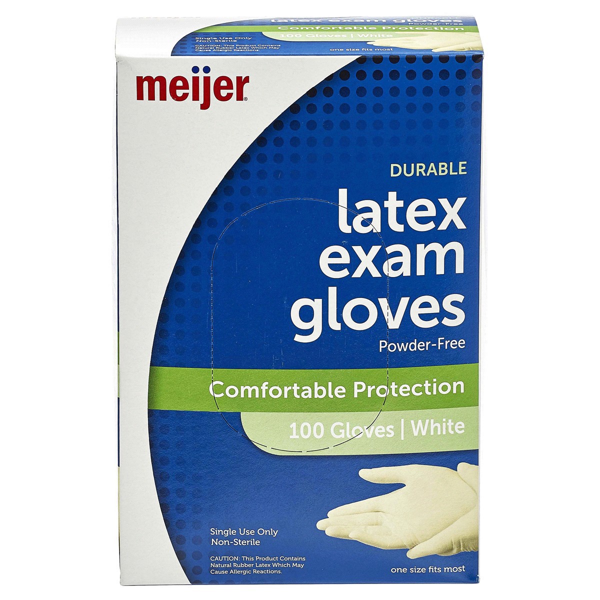 slide 1 of 5, Meijer Latex Exam Gloves, One Size Fits Most, 100 ct