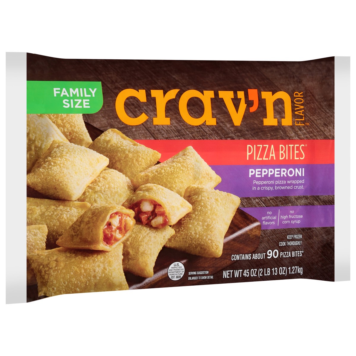 slide 4 of 9, Crav'n Flavor Pepperoni Pizza Bites Family Size 45 oz, 45 oz