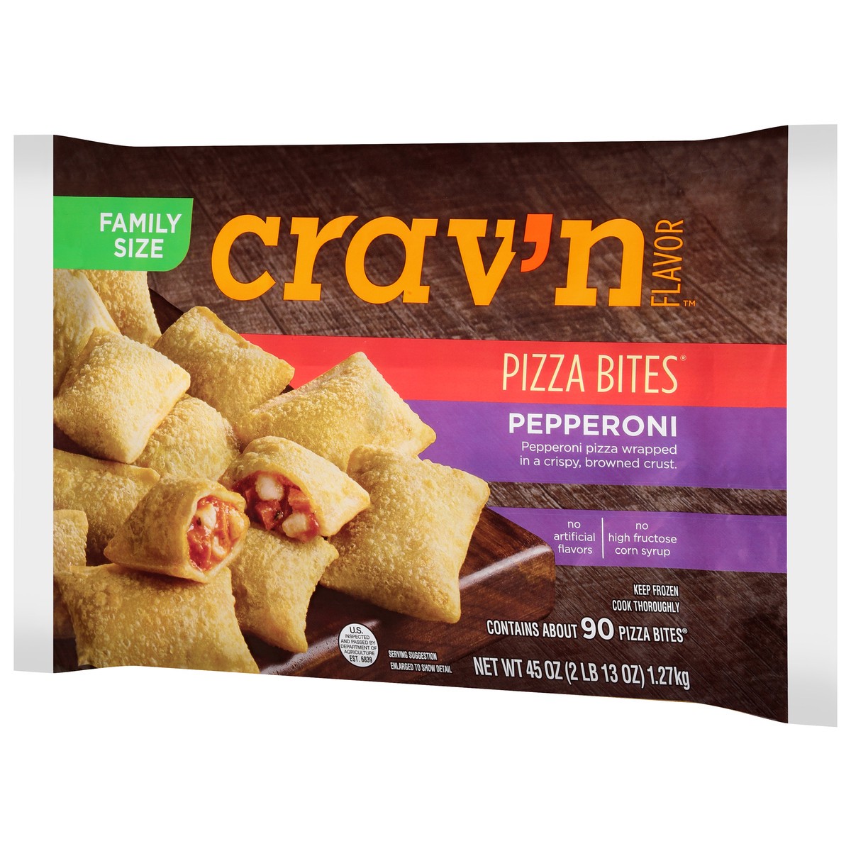 slide 7 of 9, Crav'n Flavor Pepperoni Pizza Bites Family Size 45 oz, 45 oz