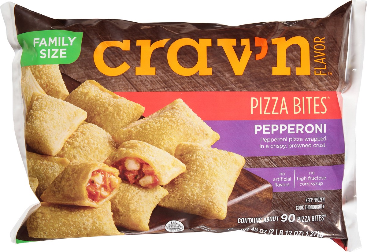 slide 1 of 9, Crav'n Flavor Pepperoni Pizza Bites Family Size 45 oz, 45 oz