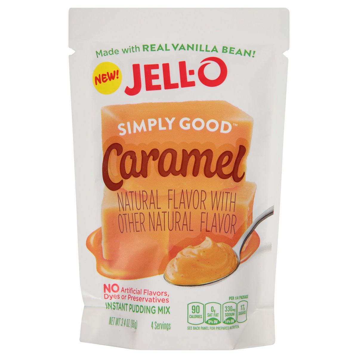 slide 1 of 9, Jell-O Simply Good Caramel Pudding 3.4 oz Pouch, 3.4 oz