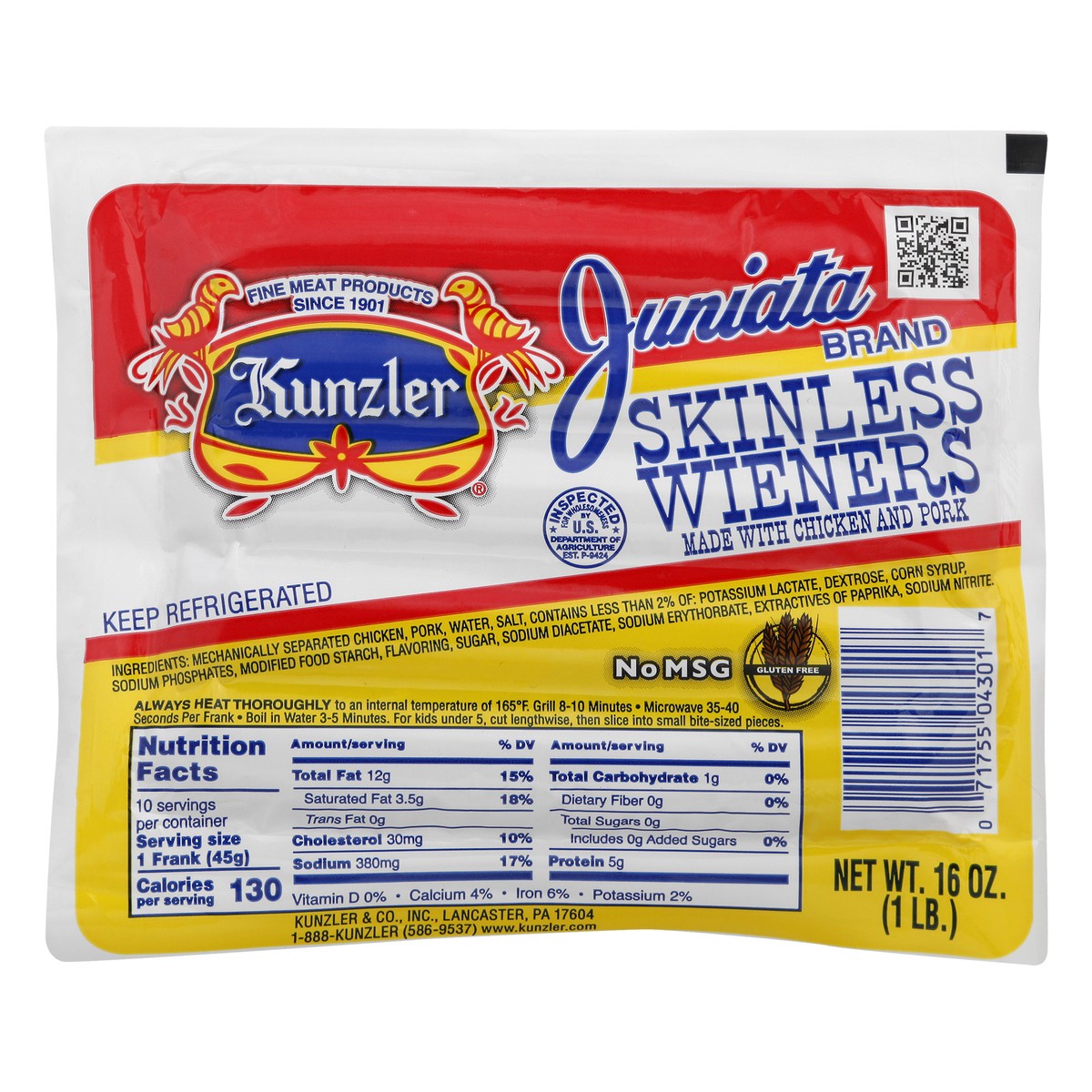 slide 9 of 13, Kunzler Skinless Wieners 16 oz, 16 oz