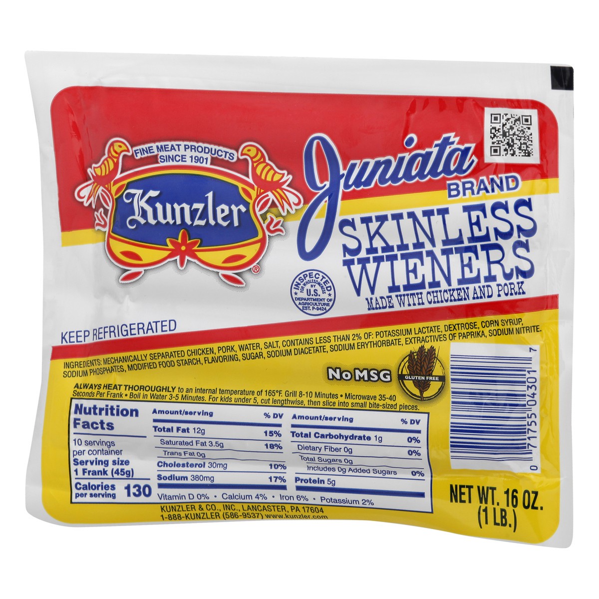 slide 5 of 13, Kunzler Skinless Wieners 16 oz, 16 oz