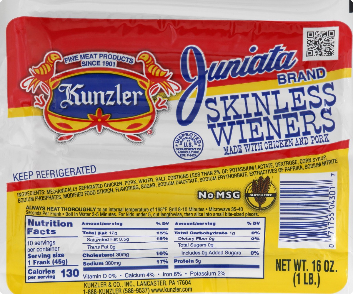 slide 11 of 13, Kunzler Skinless Wieners 16 oz, 16 oz