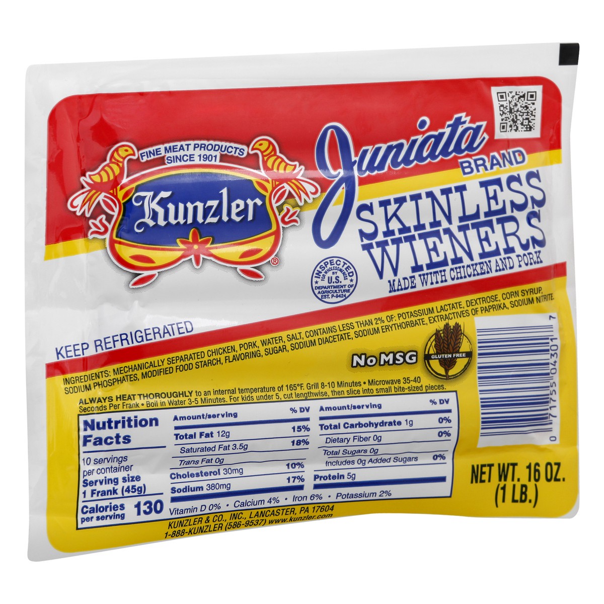 slide 10 of 13, Kunzler Skinless Wieners 16 oz, 16 oz