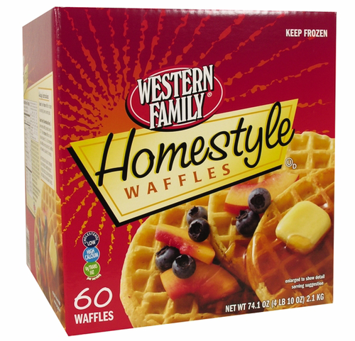 slide 1 of 1, Western Family Homestyle Waffles, 74.1 oz