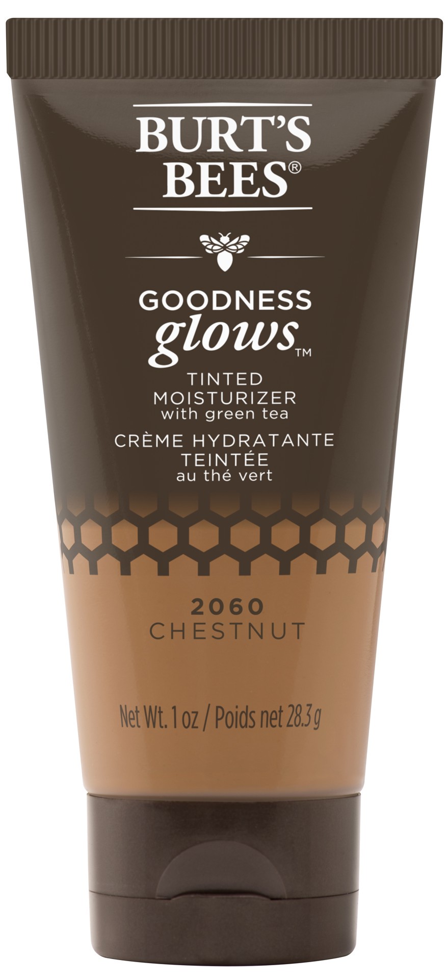 slide 1 of 5, Burt's Bees Goodness Glows™ Tinted Moisturizer, Rich in Antioxidants, Chestnut – 1.0 Ounce, 1 oz