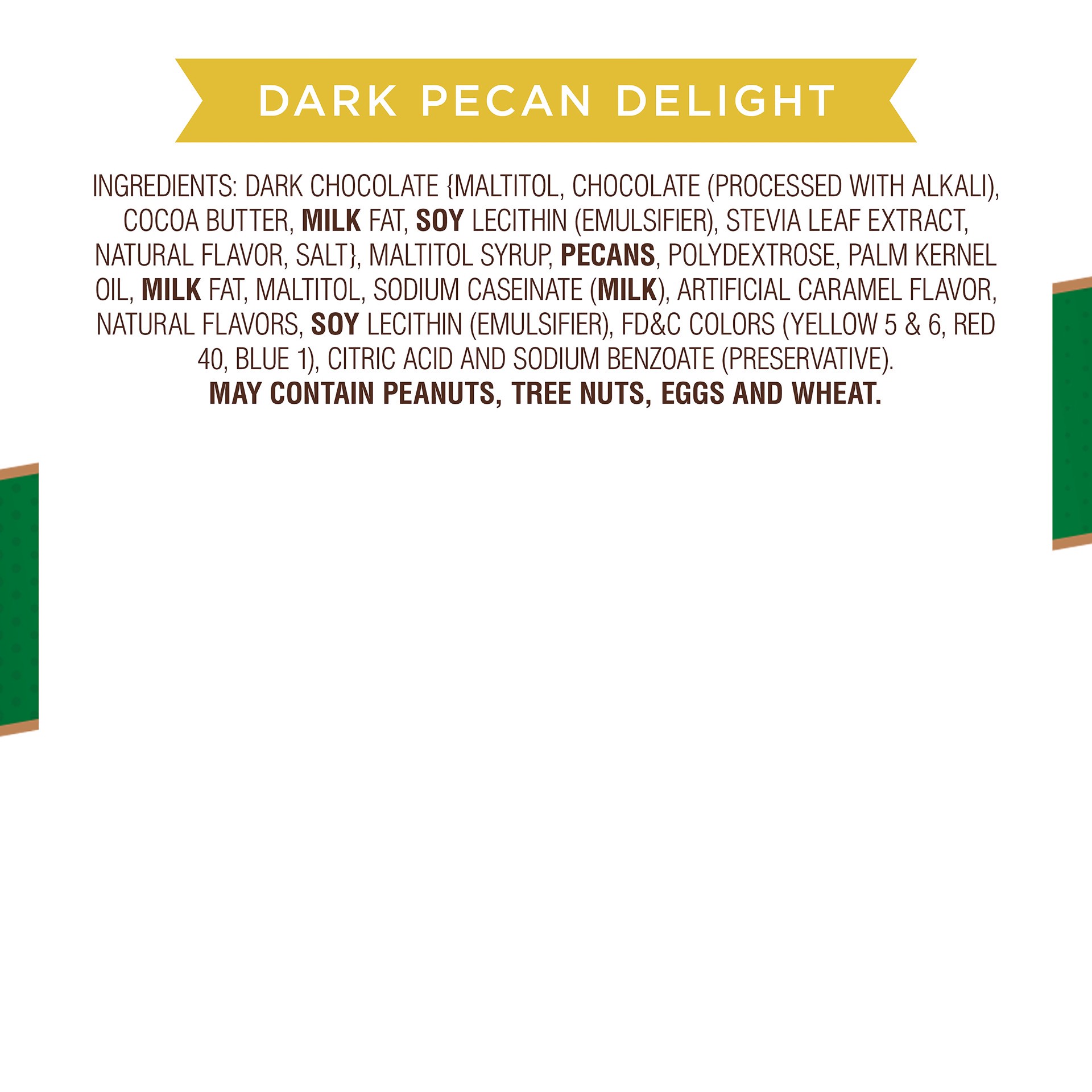 slide 2 of 3, RUSSELL STOVER Sugar Free Pecan Delight Dark Chocolate Candy, 3 oz. bag (˜ 5 pieces), 3 oz