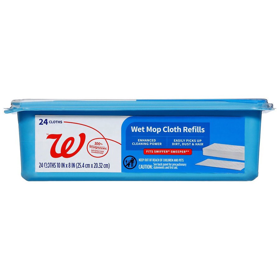 slide 1 of 1, Walgreens Wet Mop Cloth Refills, 24 ct