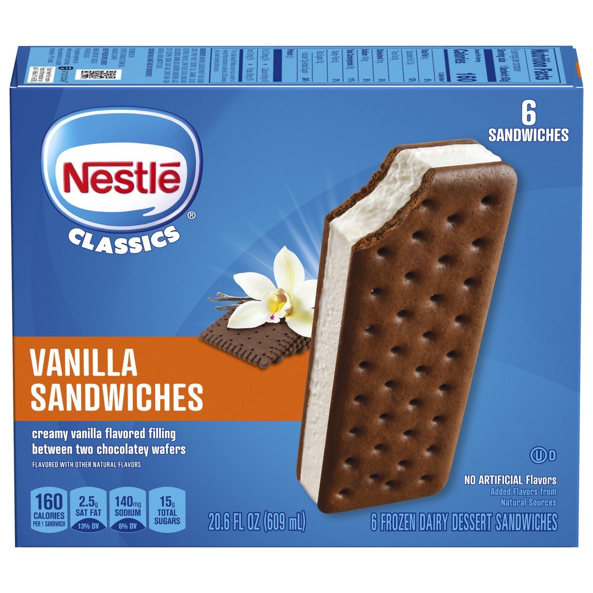 slide 1 of 8, Nestlé Vanilla Frozen Dairy Dessert Sandwiches, 6ct, 6 ct