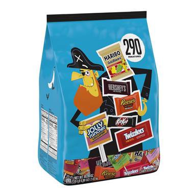 slide 1 of 1, Hershey's Hershey Miniatures Assorted Flavored, Halloween Candy Bulk Bag, 85.89 oz (290 Pieces), 85.89 oz