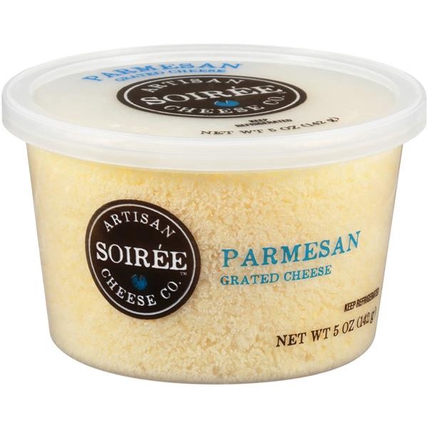 slide 1 of 1, Hy-Vee Soiree Grated Parm Cheese Cup, 142 gram
