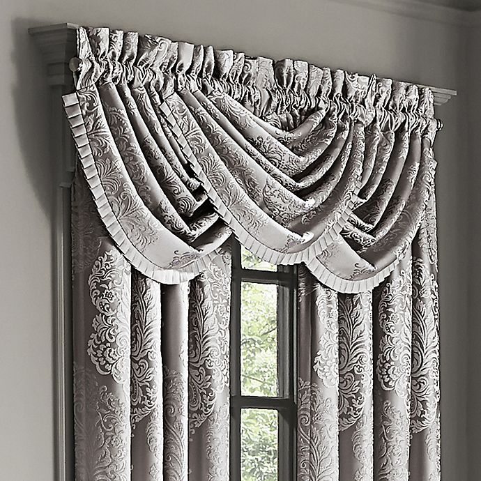 slide 1 of 2, J. Queen New York La Scala Rod Pocket Waterfall Window Valance - Silver, 1 ct